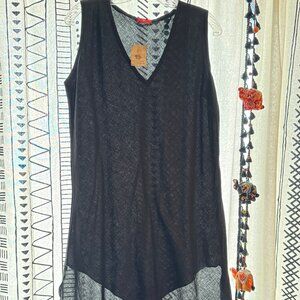 Black Cotton Fishtail layering tunic/slip (XL but runs smaller)